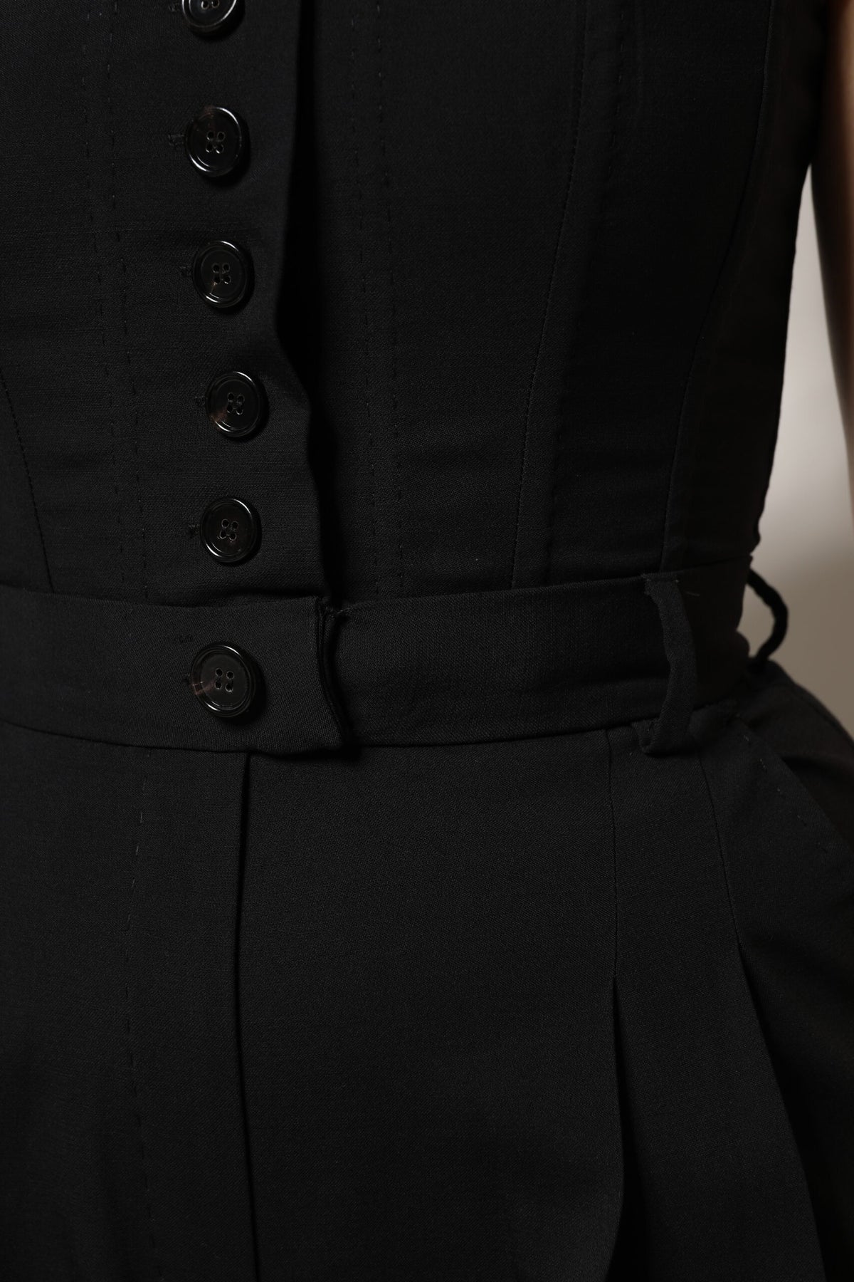Dolce & Gabbana Schwarzer trägerloser Strampler aus Wolle Jumpsuit Kleid