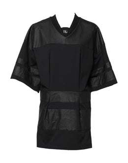 Dolce & Gabbana Schwarzes Baumwoll-T-Shirt mit kurzen Ärmeln und V-Ausschnitt
