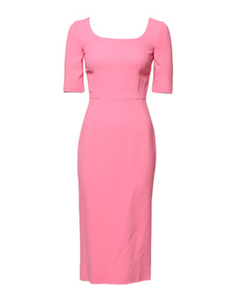 Dolce & Gabbana Rosa Viskose Kurzarm-Midikleid mit Etui