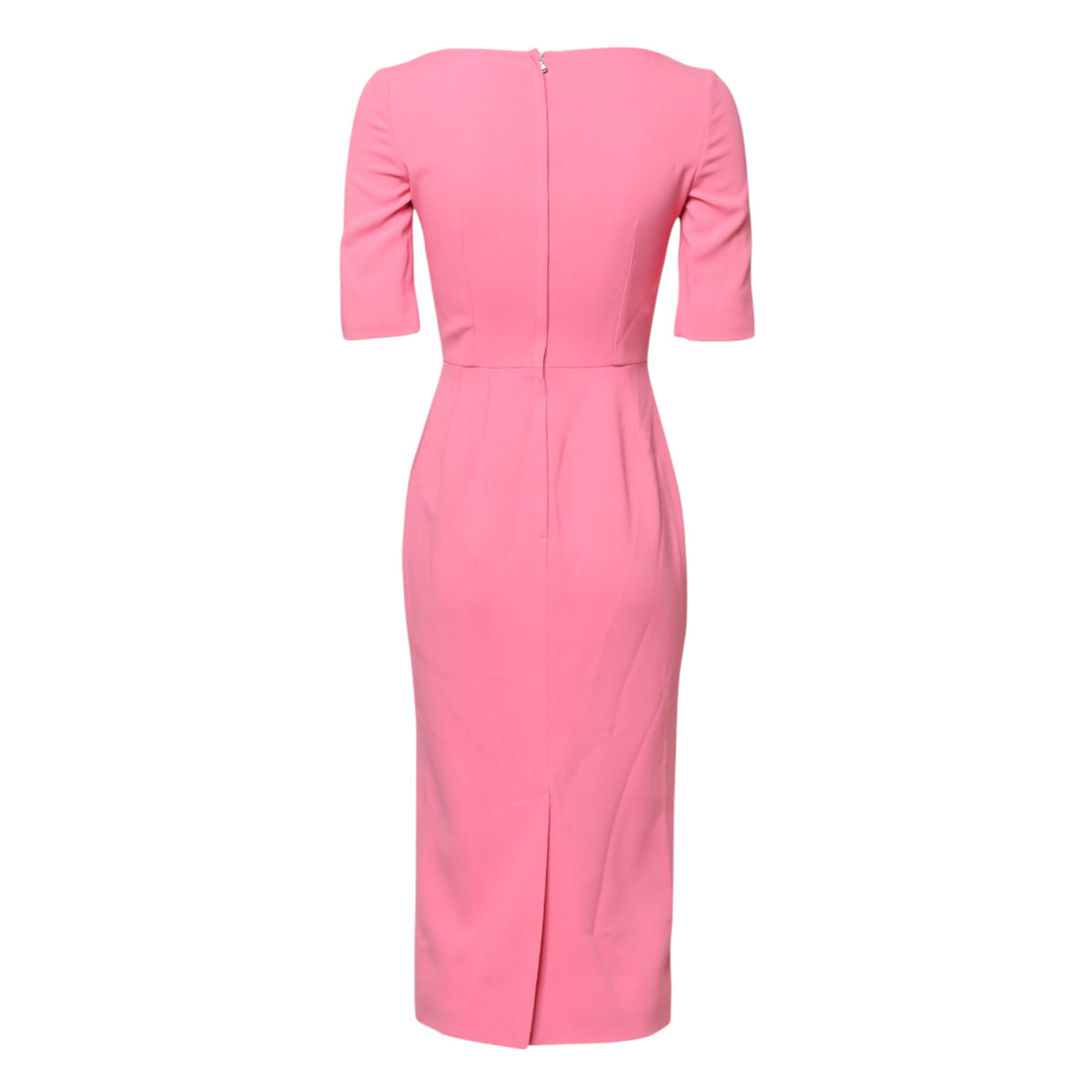 Dolce & Gabbana Rosa Viskose Kurzarm-Midikleid mit Etui