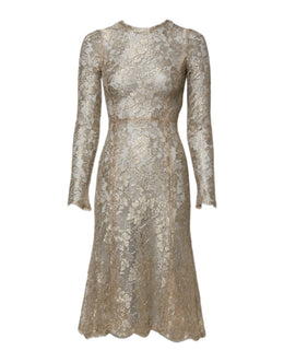 Dolce & Gabbana Gold Floral Spitze Lange Ärmel Fit &amp
