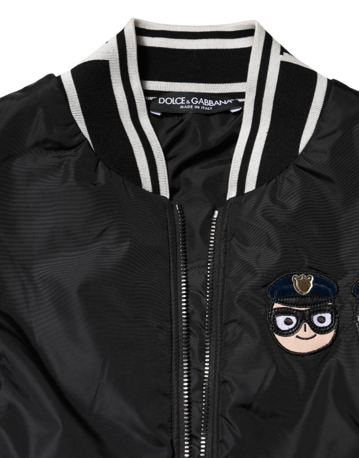 Dolce & Gabbana Schwarze Nylon #DGFamily Bomberjacke mit durchgehendem Reißverschluss
