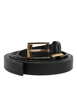 Dolce & Gabbana Schwarzer Doppelriemen-Ledergürtel mit goldener Schnalle