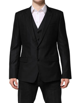 Dolce & Gabbana Schwarzer einreihiger Anzug 2 Stück Jacke