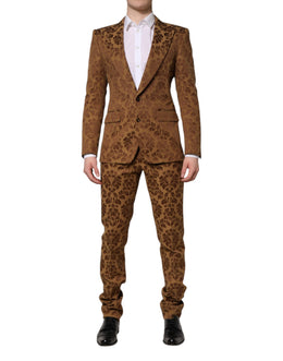 Dolce & Gabbana Brauner geblümter Jacquard-Anzug SICILIA 2 Stück