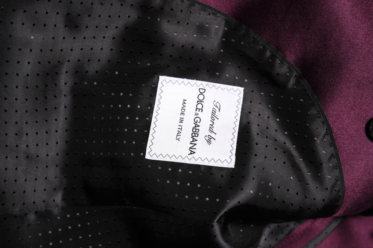 Dolce & Gabbana Dunkelvioletter Seidenanzug 3teilig einreihig