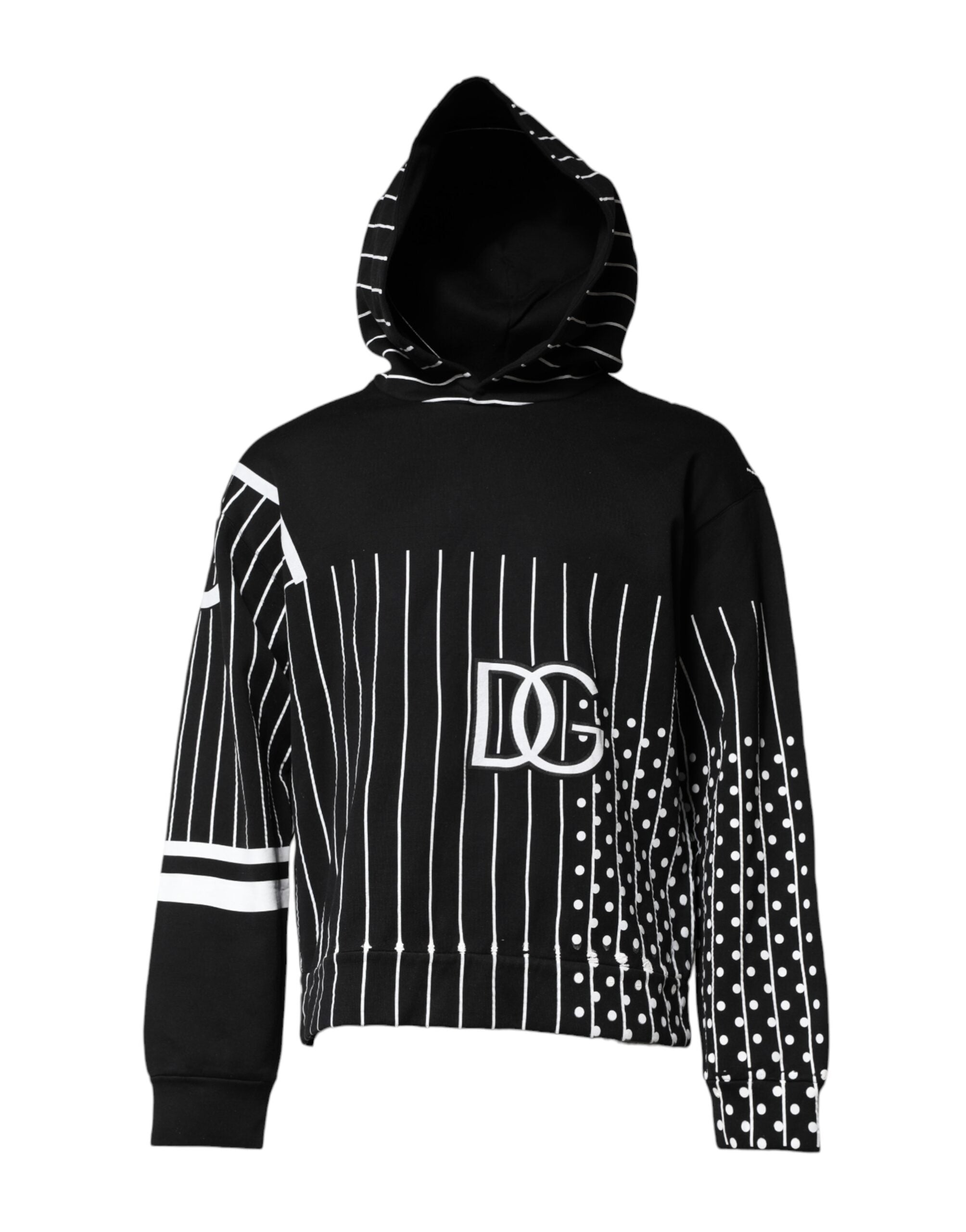 Dolce & Gabbana Schwarz-weiß gestreiftes Sweatshirt mit Kapuze Pullover