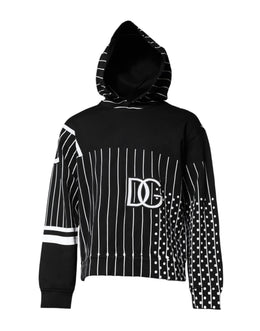 Dolce & Gabbana Schwarz-weiß gestreiftes Sweatshirt mit Kapuze Pullover
