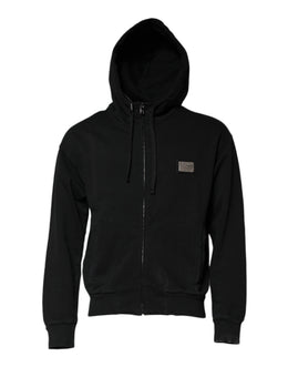 Dolce & Gabbana Schwarzes Logo Sweatshirt mit Kapuze für Männer Pullover mit Reißverschluss