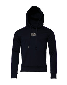 Dolce & Gabbana Schwarzes Crown Baumwoll-Sweatshirt mit Kapuze Pullover