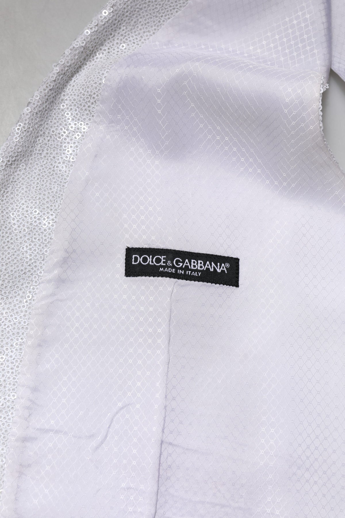 Dolce & Gabbana Weißes Paillettenkleid Formelle Weste Weste