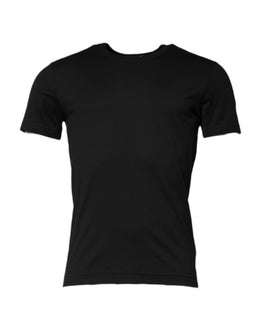 Dolce & Gabbana Schwarzes Baumwoll-T-Shirt mit kurzen Ärmeln und Rundhalsausschnitt