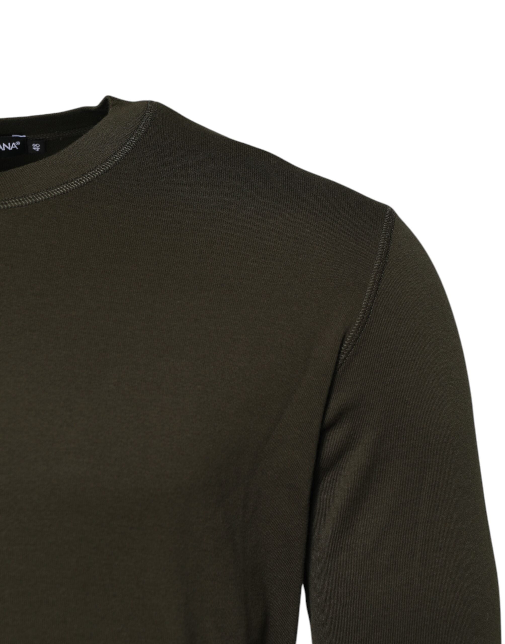 Dolce & Gabbana Dunkelgrünes T-Shirt mit langen Ärmeln und Rundhalsausschnitt