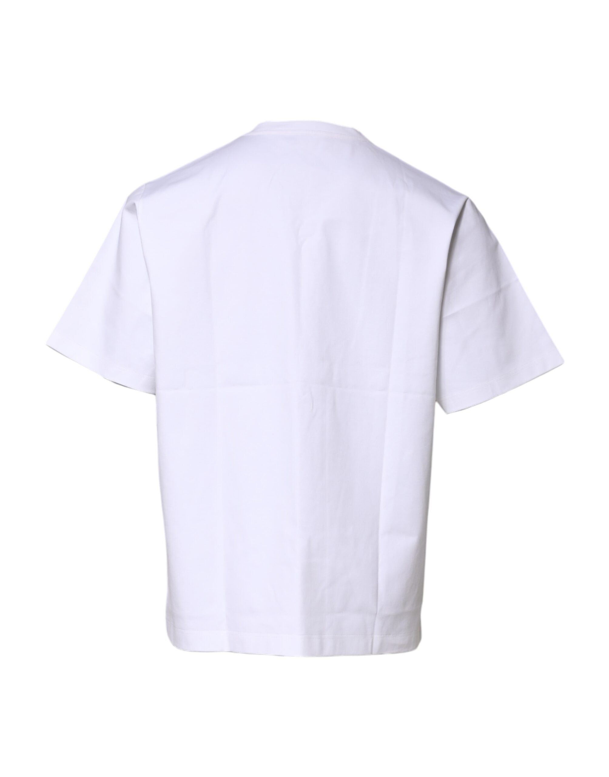 Dolce & Gabbana Weißes Baumwoll-T-Shirt mit kurzen Ärmeln und Rundhalsausschnitt