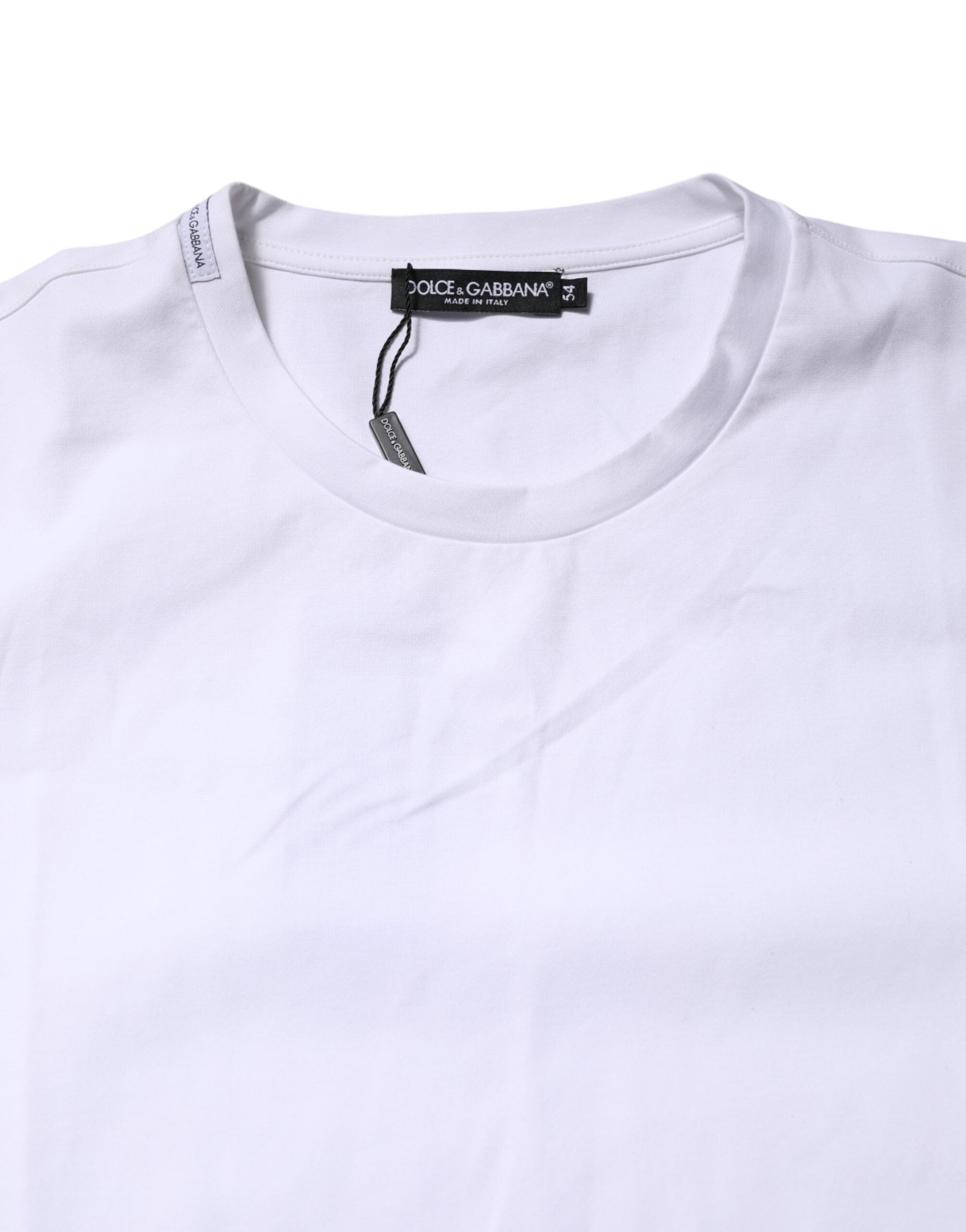 Dolce & Gabbana Weißes Baumwoll-T-Shirt mit kurzen Ärmeln und Rundhalsausschnitt