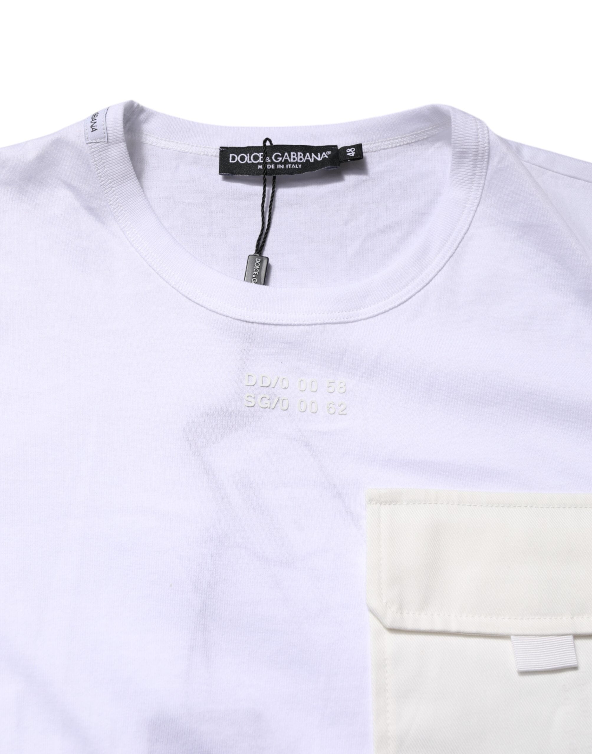 Dolce & Gabbana Weißes Baumwoll-T-Shirt mit Brusttasche und kurzen Ärmeln
