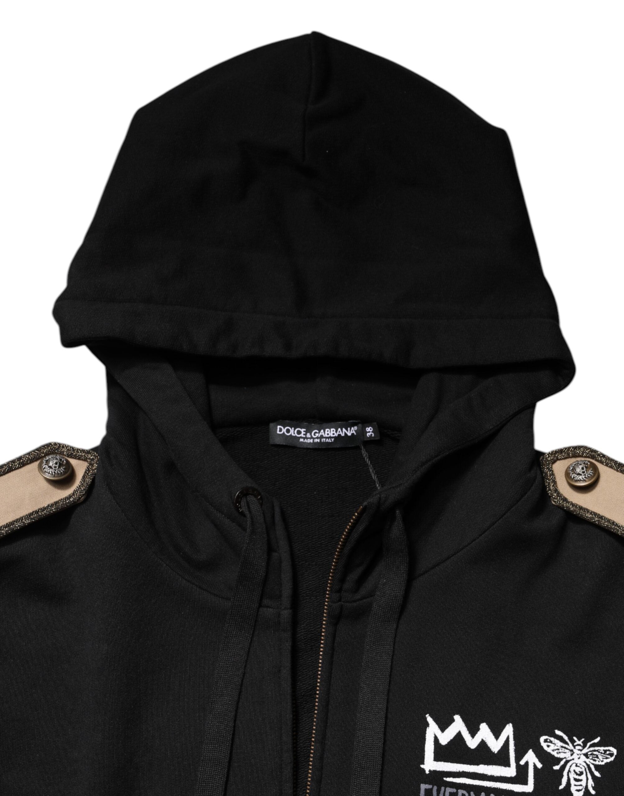 Dolce & Gabbana Schwarzes Logo Sweatshirt mit Kapuze und Reißverschluss