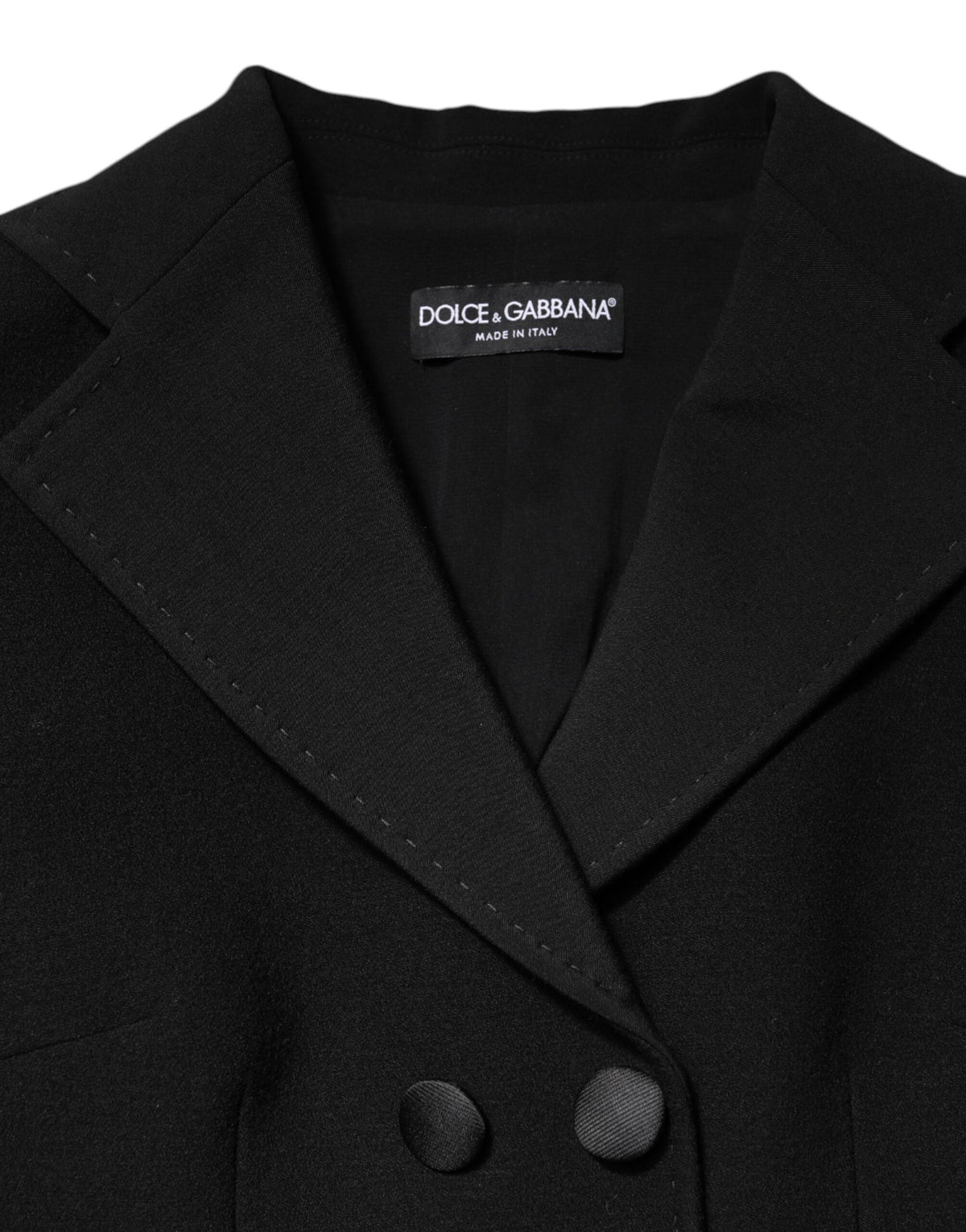 Dolce & Gabbana Schwarzer Wollmantel Zweireiher Jacke