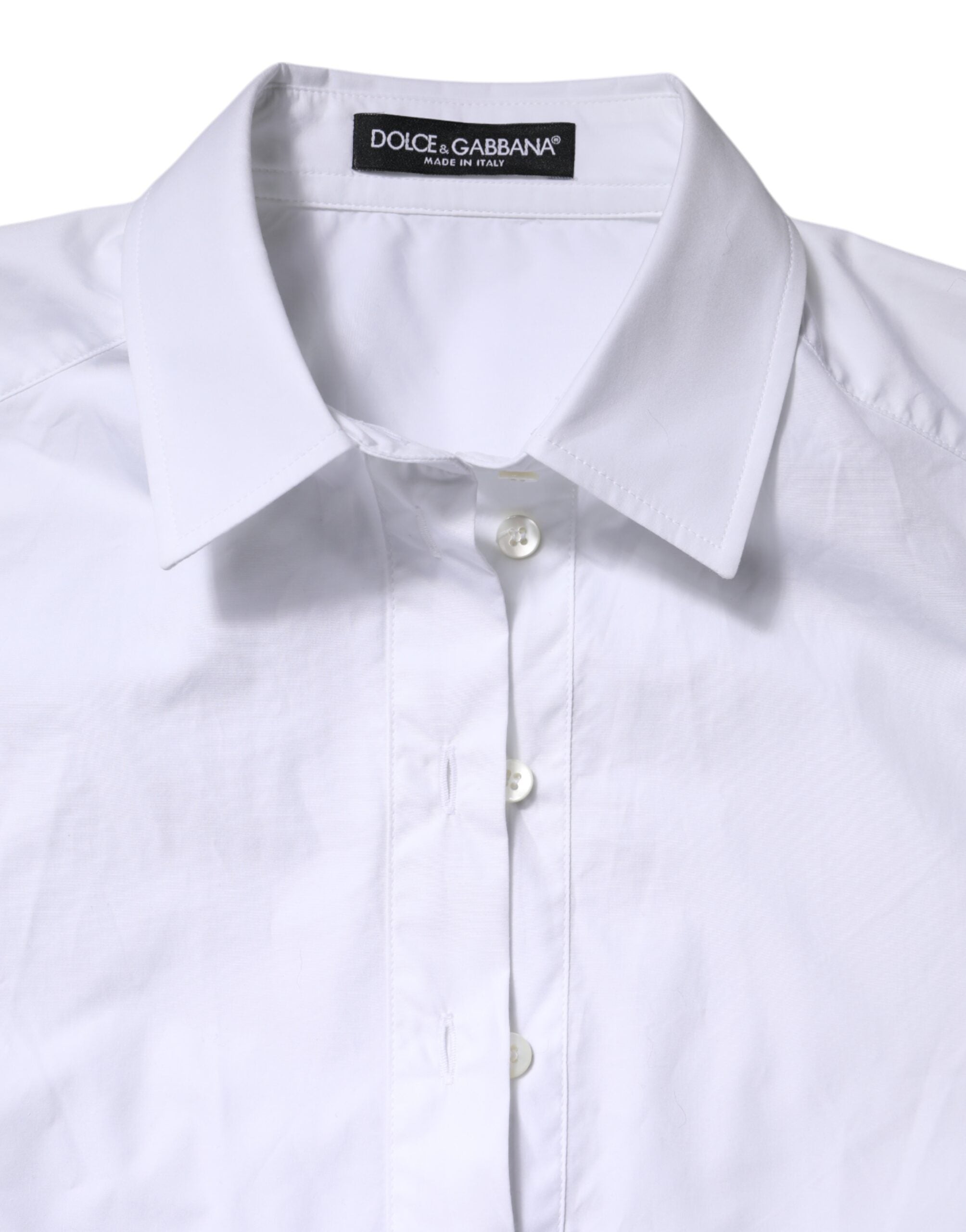 Dolce & Gabbana Kurzes weißes Poloshirt aus Baumwolle mit Kragen