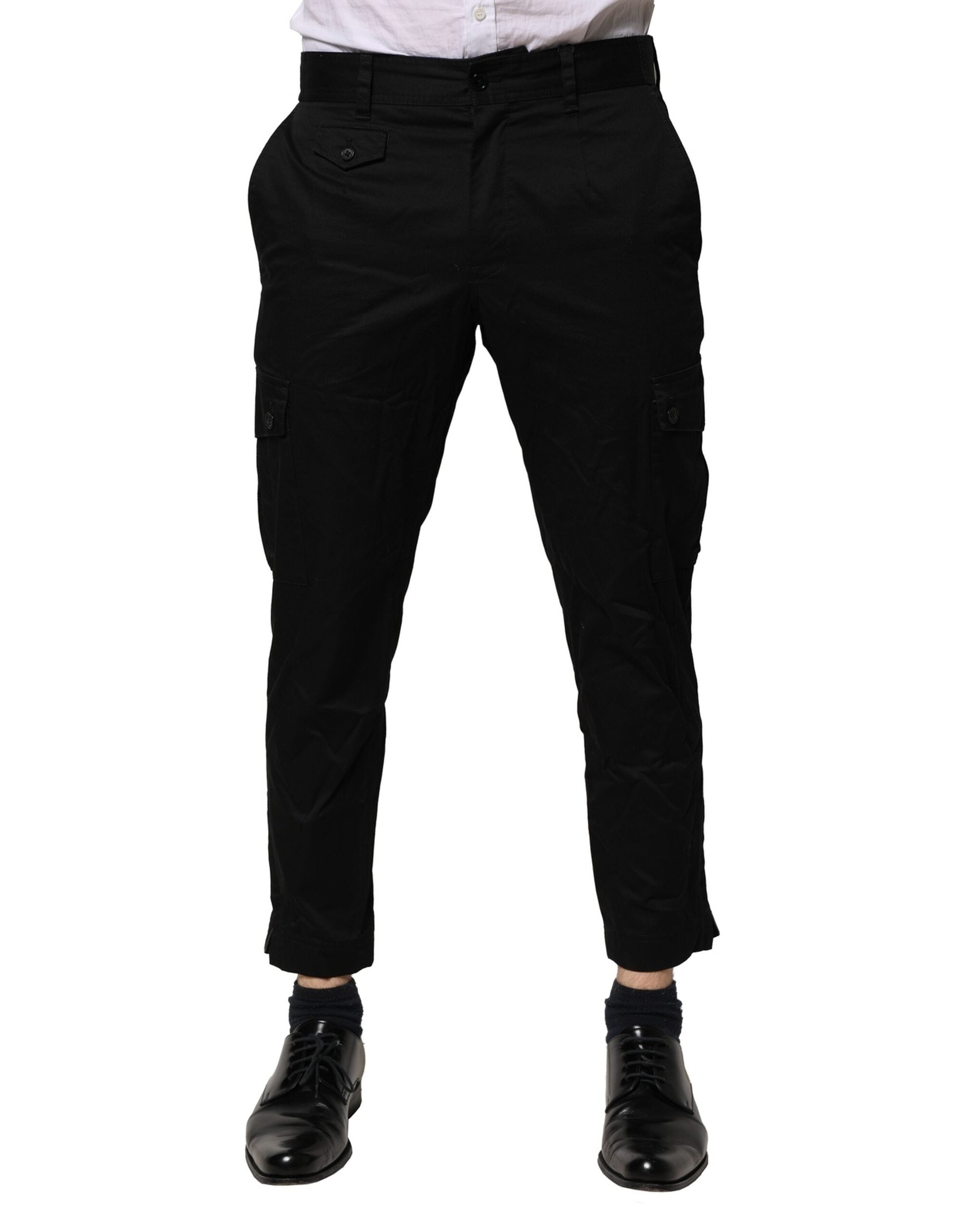 Dolce & Gabbana Schwarzes Baumwollkleid Slim Formal Pants