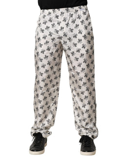 Dolce & Gabbana Weiße, geblümte Seiden-Lounge-Hose