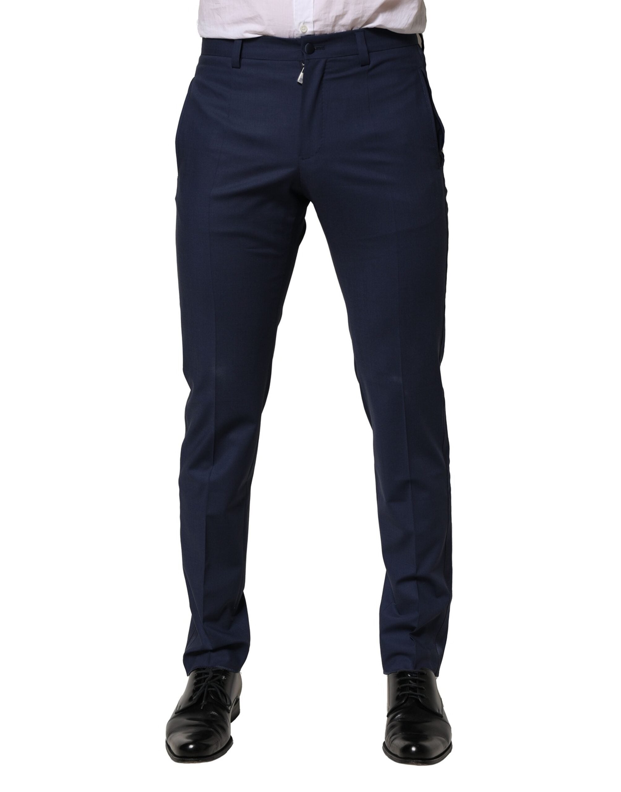 Dolce & Gabbana Dunkelblaues Kleid aus Wolle Formelle Hose
