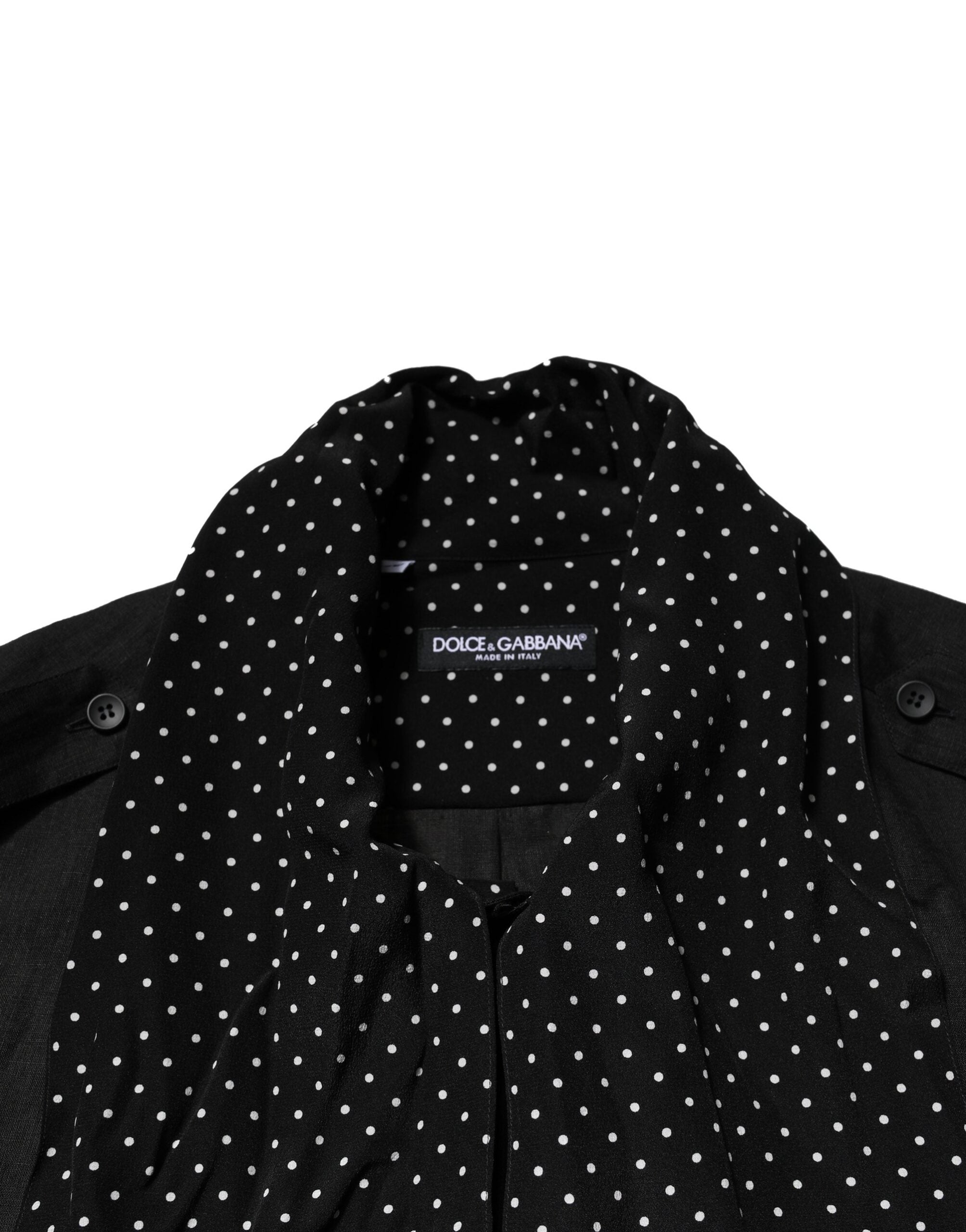 Dolce & Gabbana Schwarzes Polka Dot Kragen Krawatte Halsausschnitt Casual Shirt