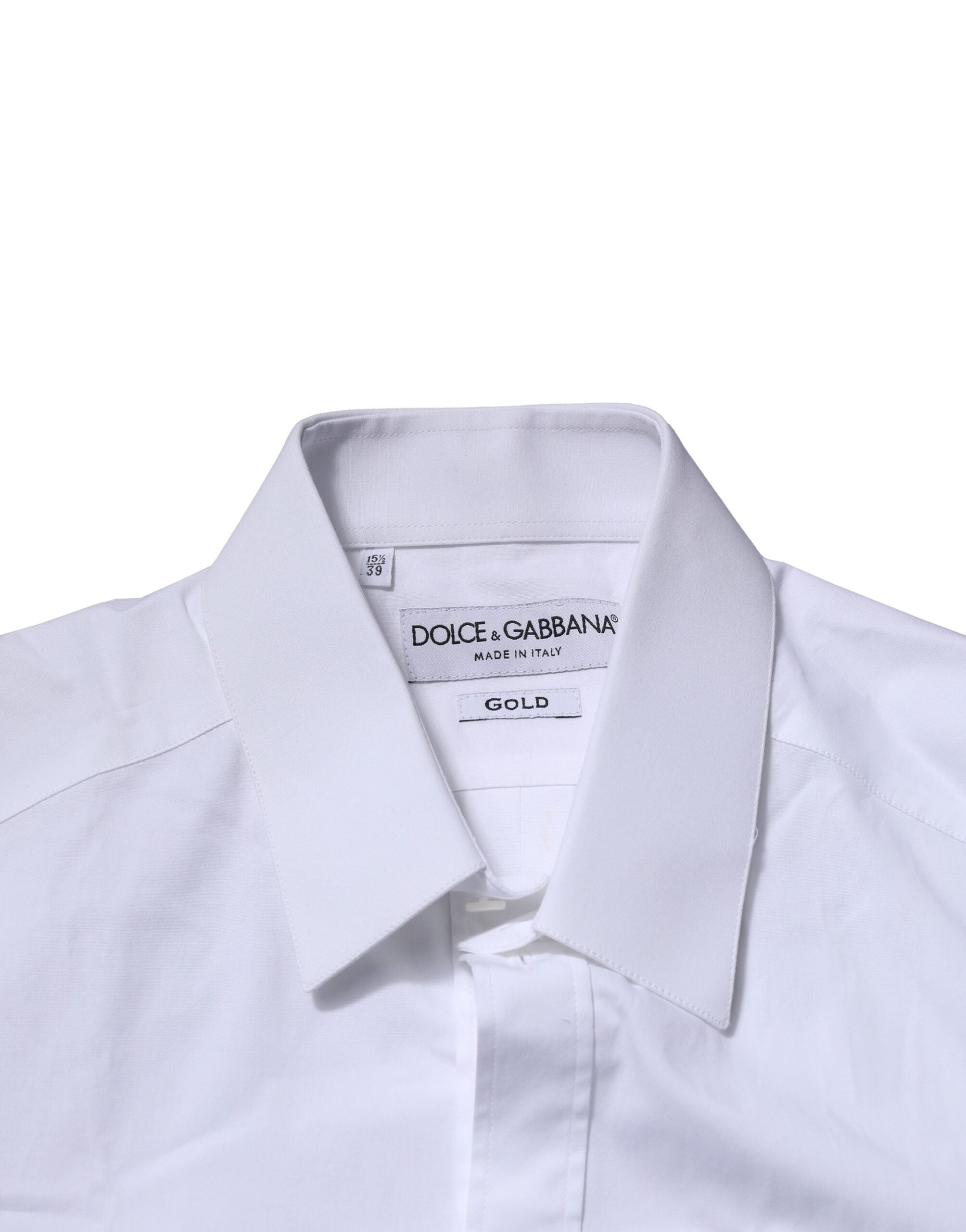 Dolce & Gabbana Weißes langärmeliges Hemd aus Baumwolle GOLD Formal