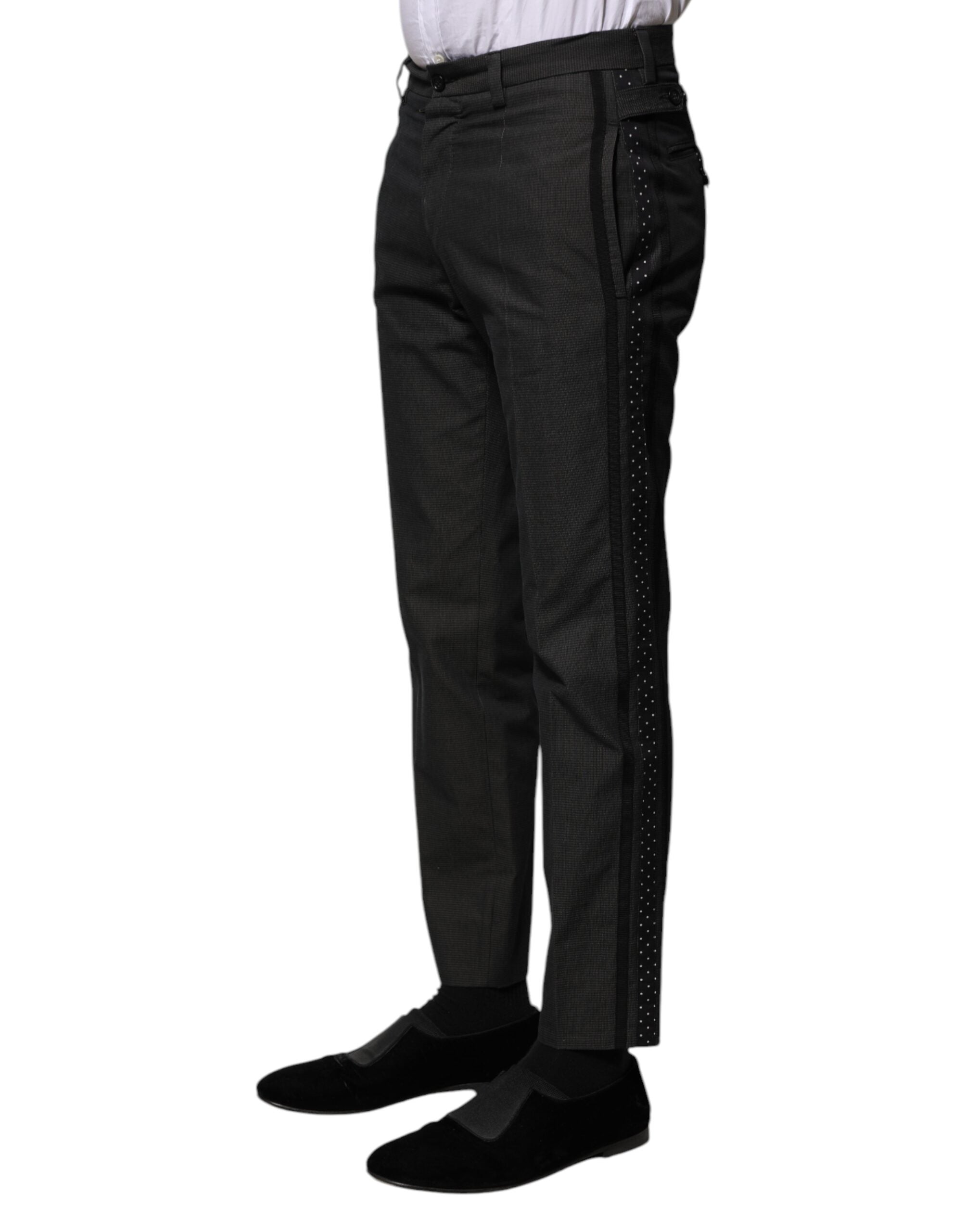 Dolce & Gabbana Graue gemusterte formelle Hose aus Baumwolle