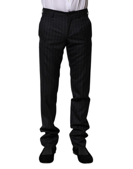 Dolce & Gabbana Gestreifte formelle Hose aus schwarzer Wolle