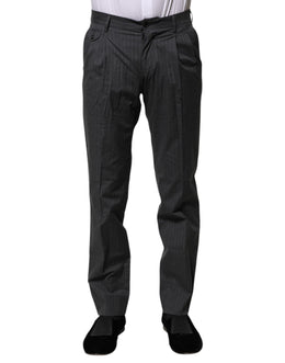 Dolce & Gabbana Graue gestreifte formelle Hose aus Baumwolle