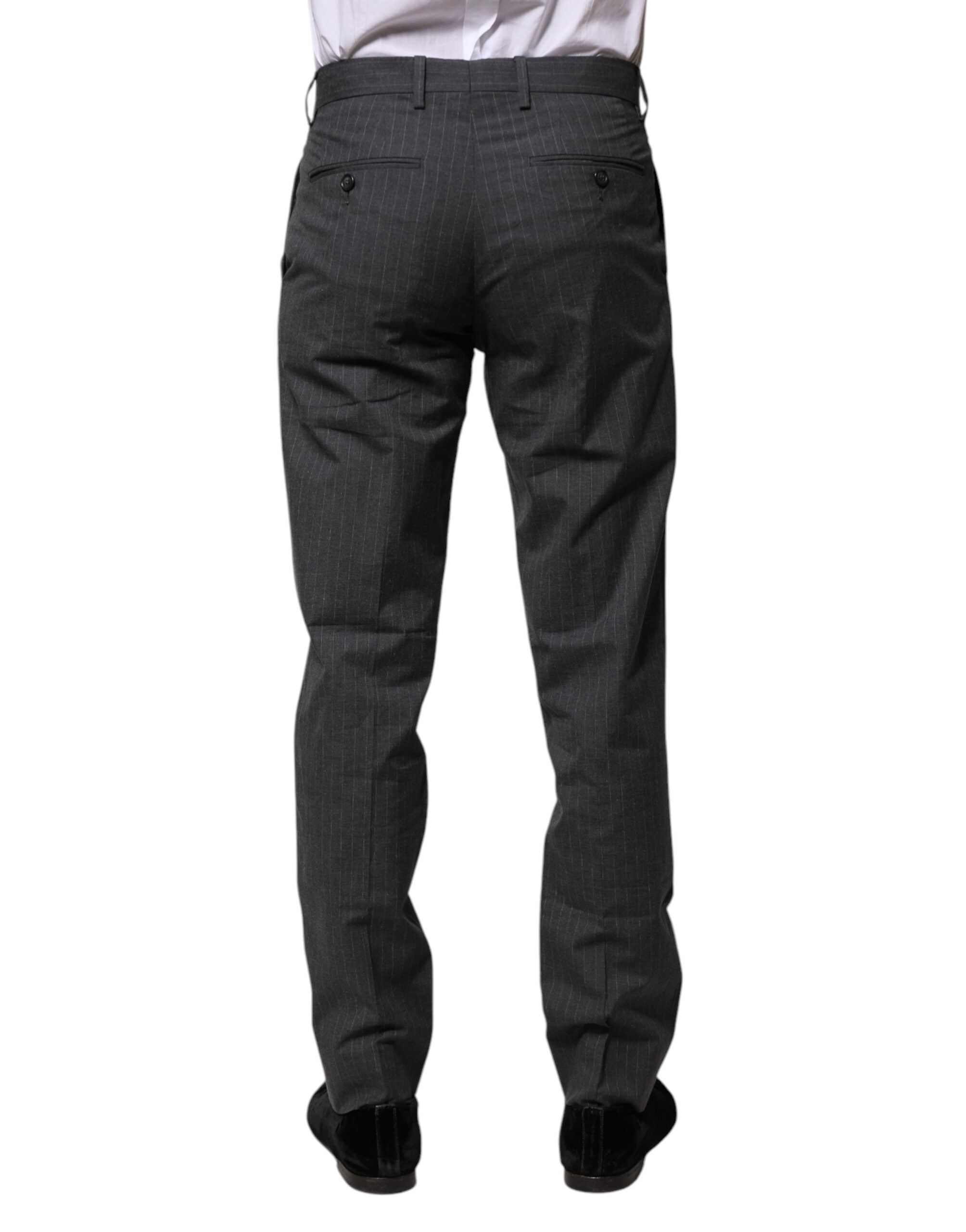 Dolce & Gabbana Graue gestreifte formelle Hose aus Baumwolle
