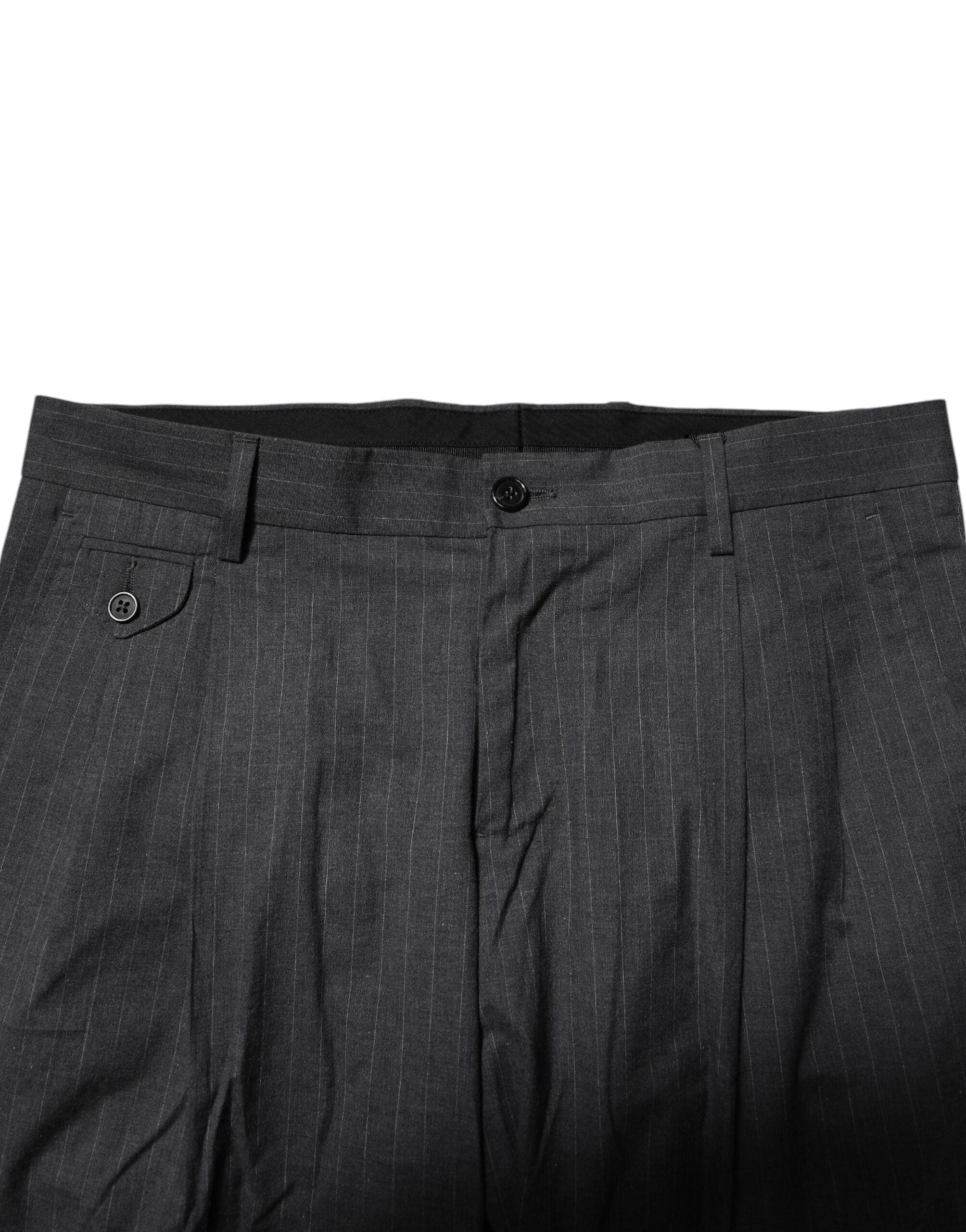 Dolce & Gabbana Graue gestreifte formelle Hose aus Baumwolle