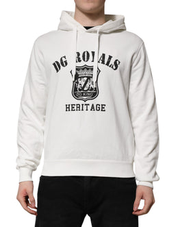 Dolce & Gabbana Weißer Kapuzenpullover aus Baumwolle DG ROYAL Print