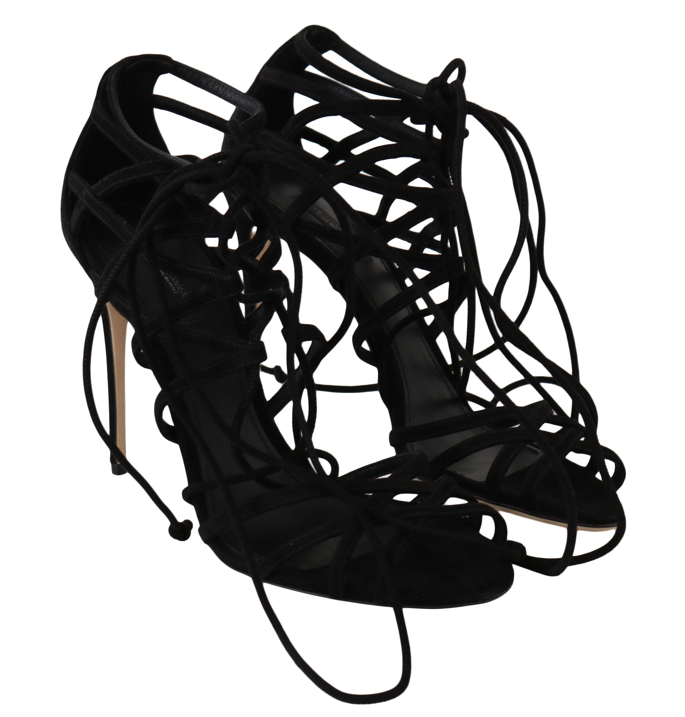 Dolce & Gabbana Schwarze Wildleder Riemen Stilettos Sandalen
