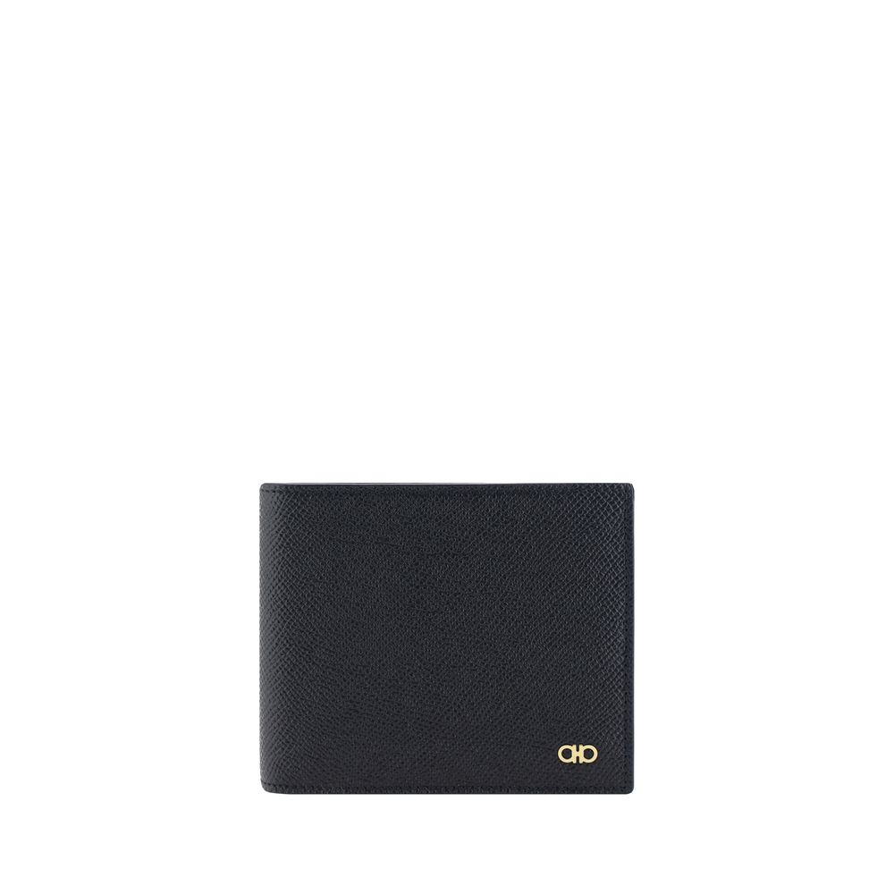 Ferragamo Schwarzes Kalbsleder Bos Taurus Portemonnaie