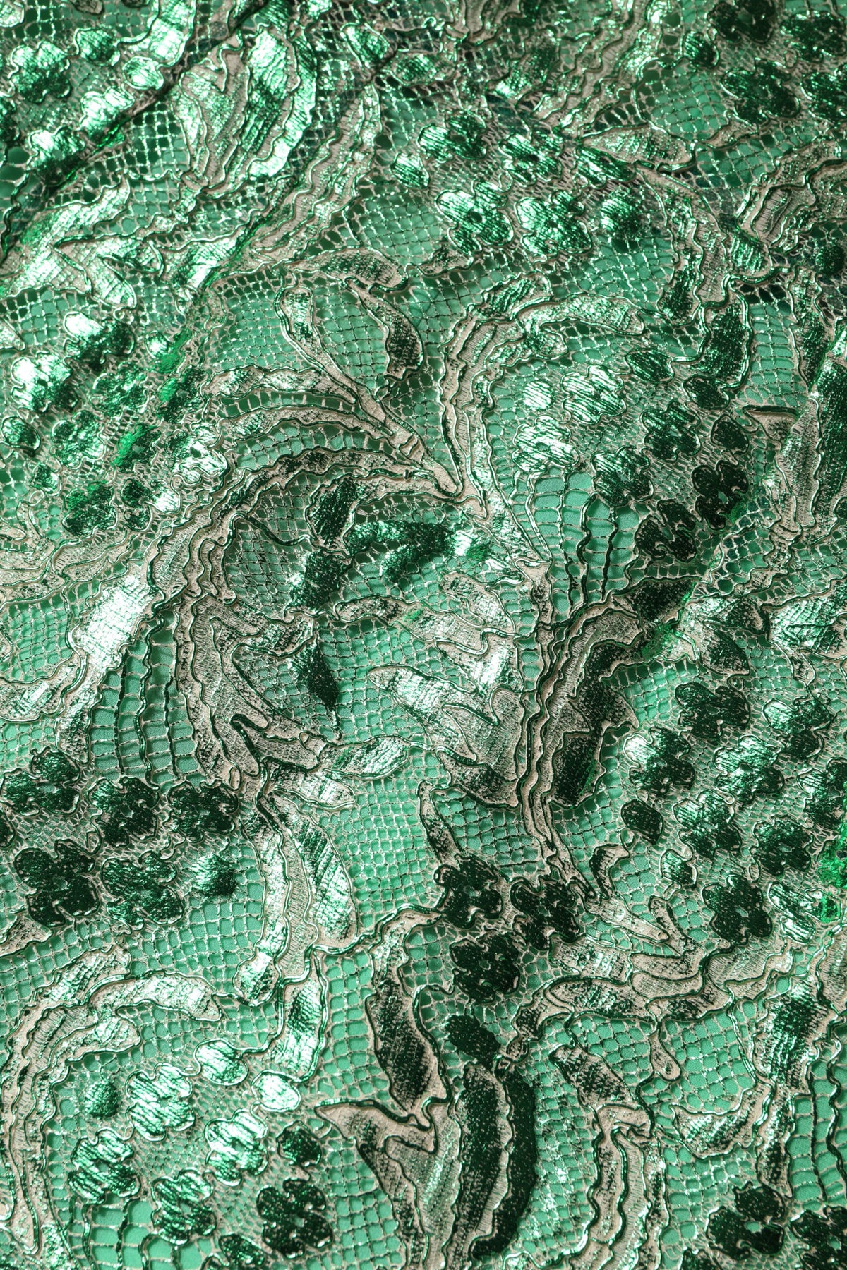 Dolce & Gabbana Grünes Midikleid aus geblümter Spitze aus Baumwolle