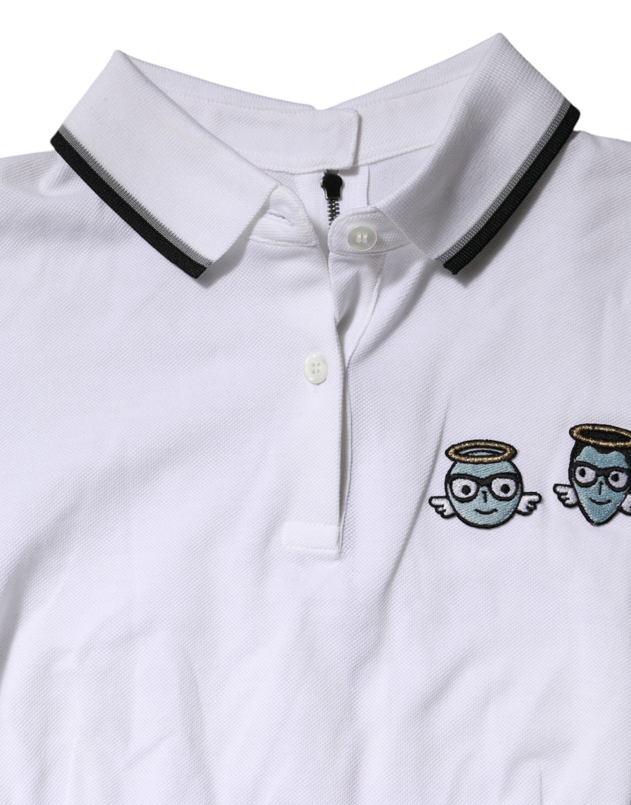 Dolce & Gabbana Kurzes weißes Poloshirt aus Baumwolle mit Kragen