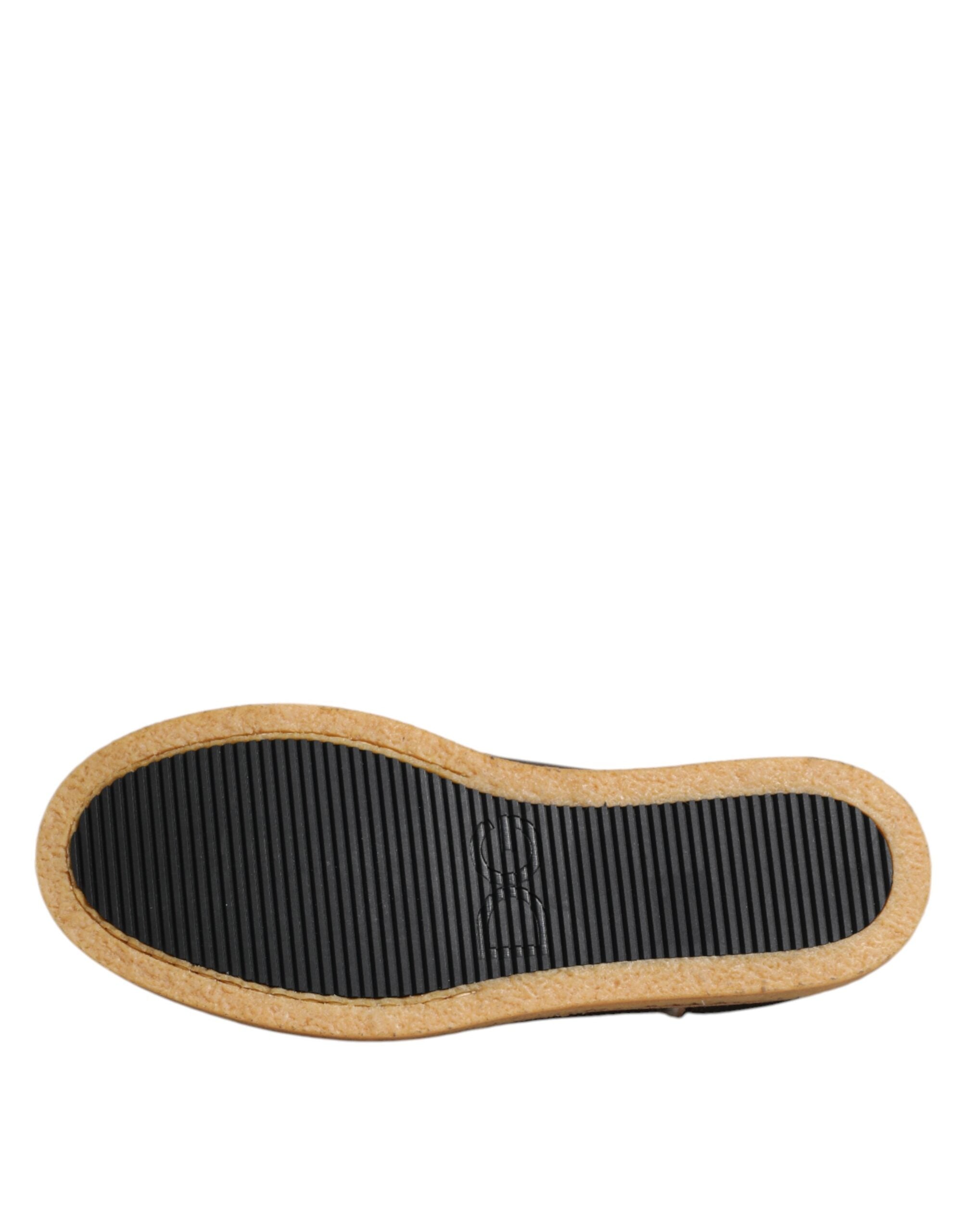 Dolce & Gabbana Braun Weiß Kalbsleder Loafers Schuhe
