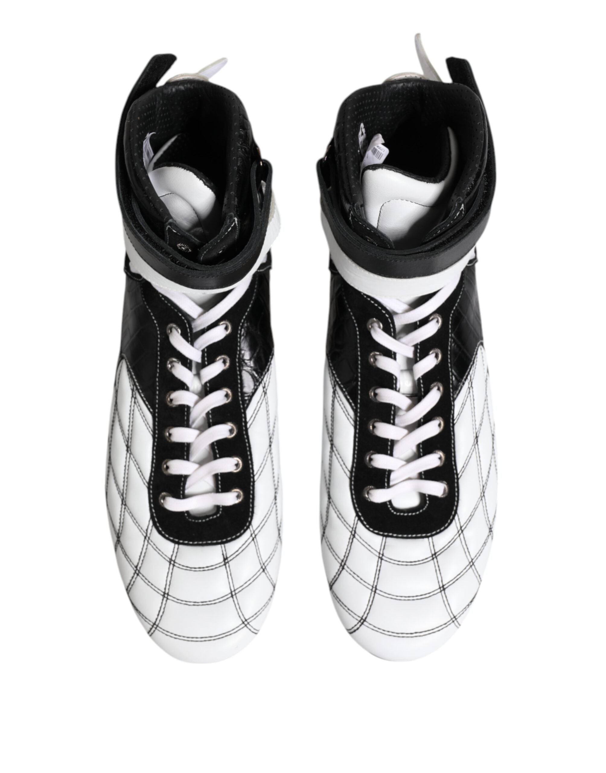 Dolce & Gabbana Schwarz Weiß Leder High Top Sneakers Schuhe