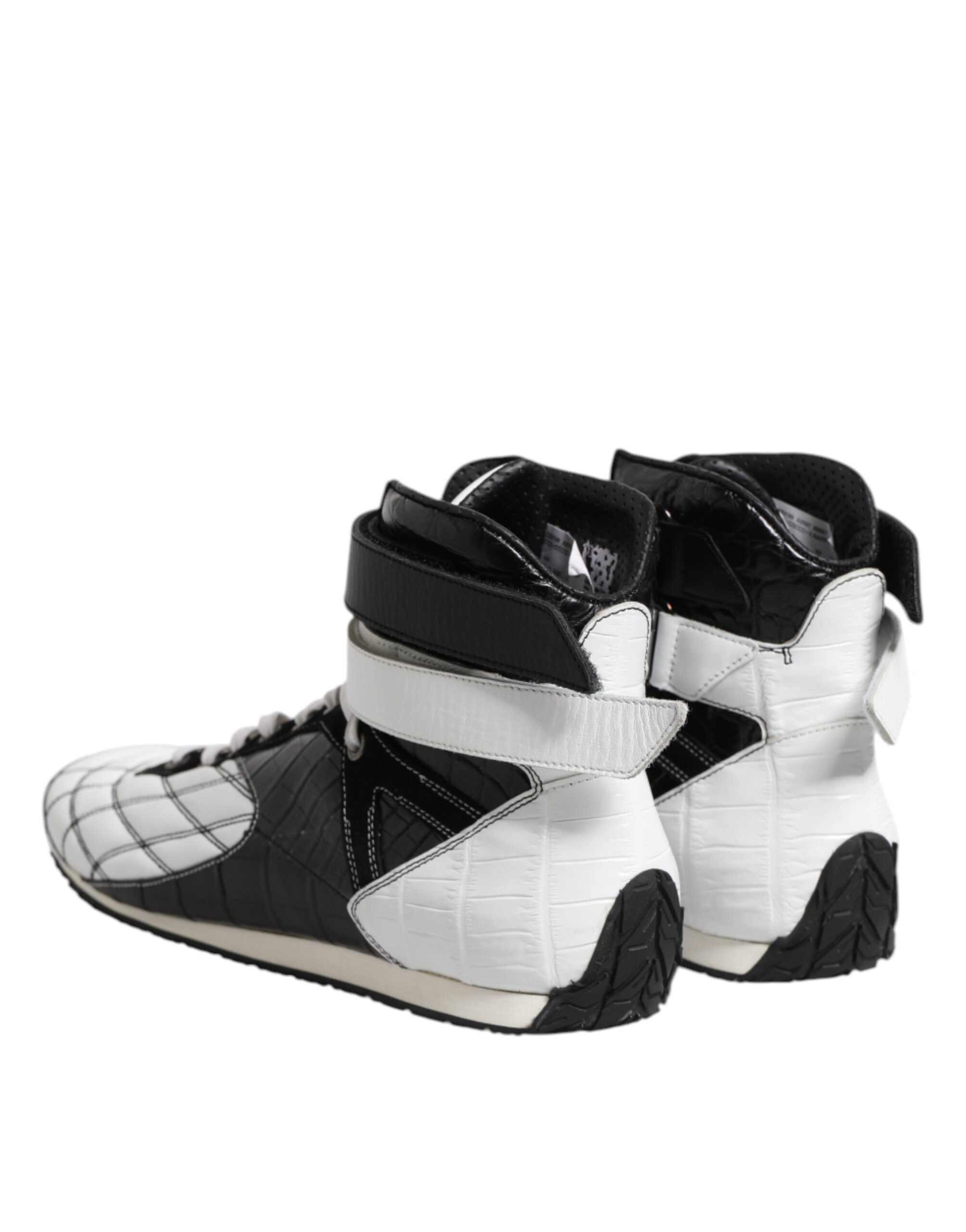 Dolce & Gabbana Schwarz Weiß Leder High Top Sneakers Schuhe