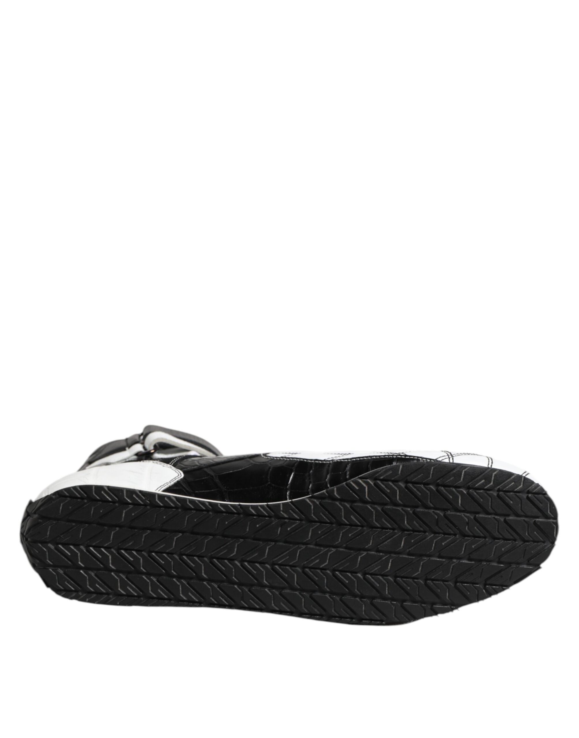 Dolce & Gabbana Schwarz Weiß Leder High Top Sneakers Schuhe