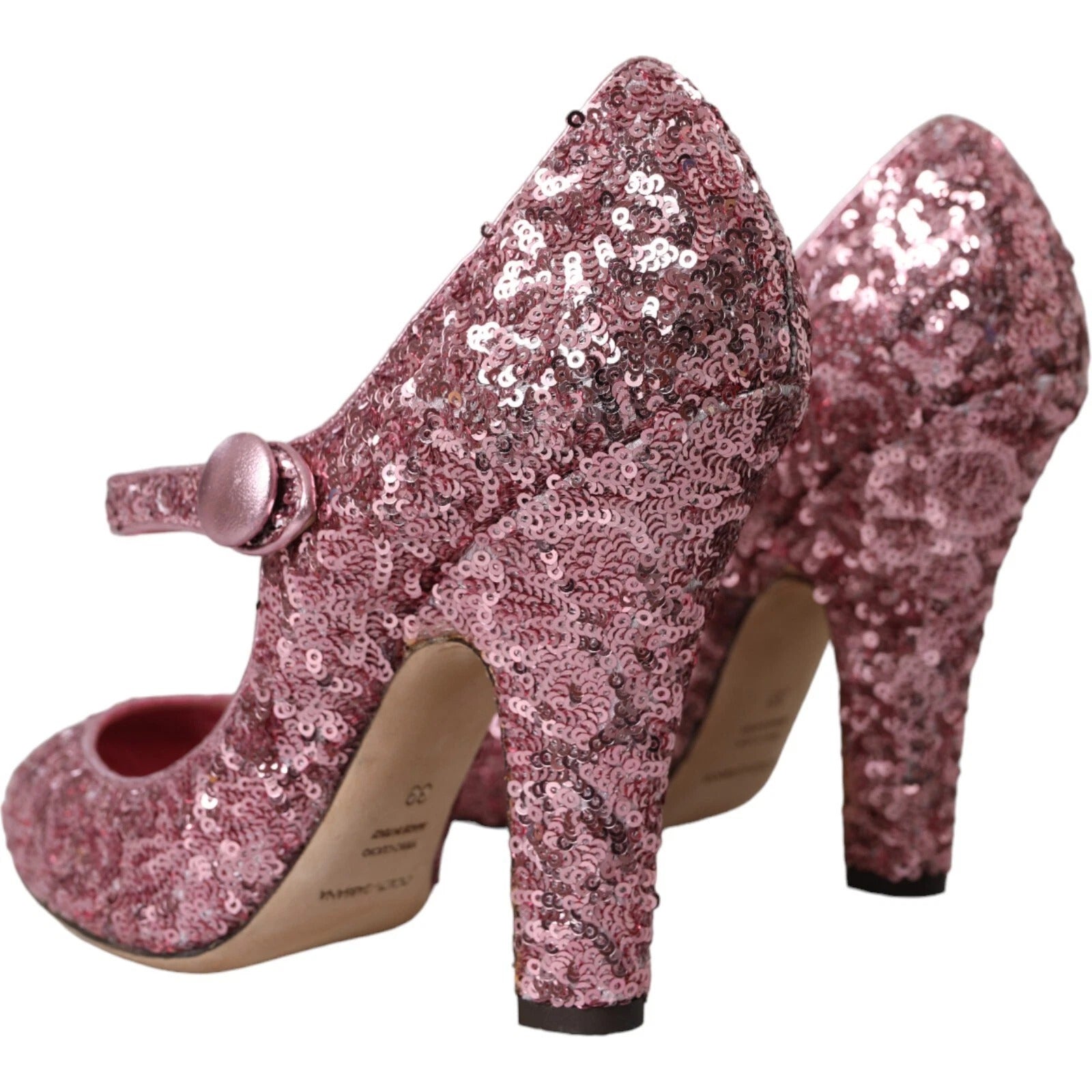 Dolce & Gabbana Rosa Pailletten Mary Jane Pumps High Heels Schuhe