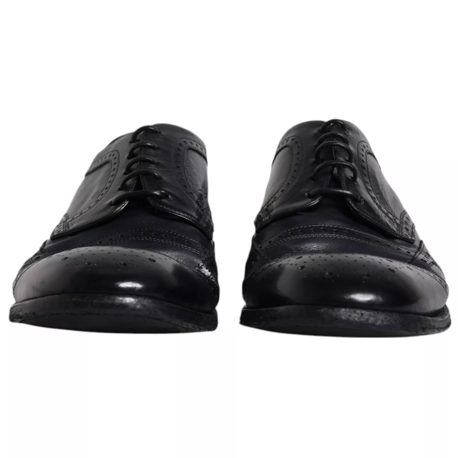 Dolce & Gabbana Dunkelblaue Leder Derby Wingtip Formelle Schuhe