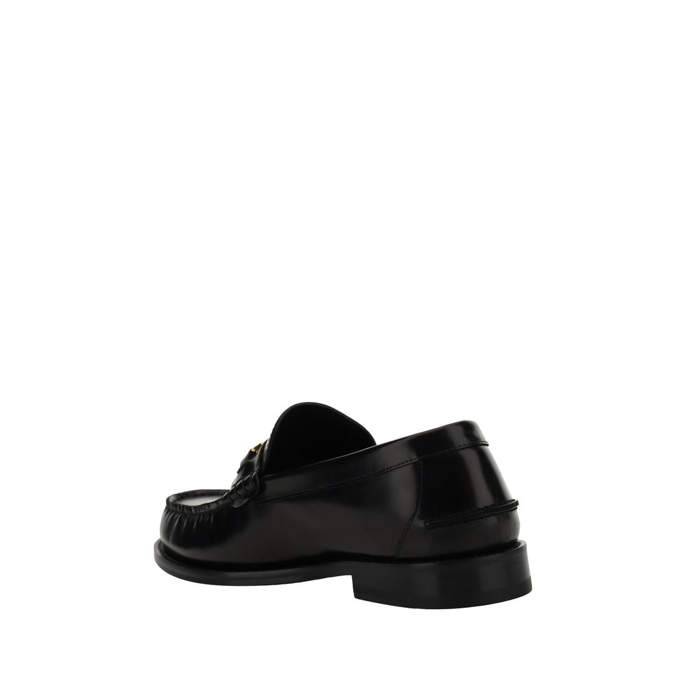 Versace Schwarze "Bos Taurus" Kalbsleder Loafer zum Hineinschlüpfen