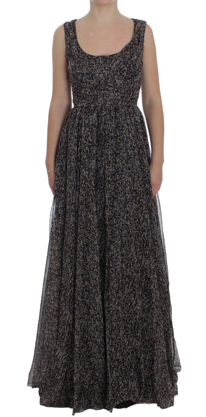 Dolce & Gabbana Dunkles Seiden-Shiftkleid in voller Länge