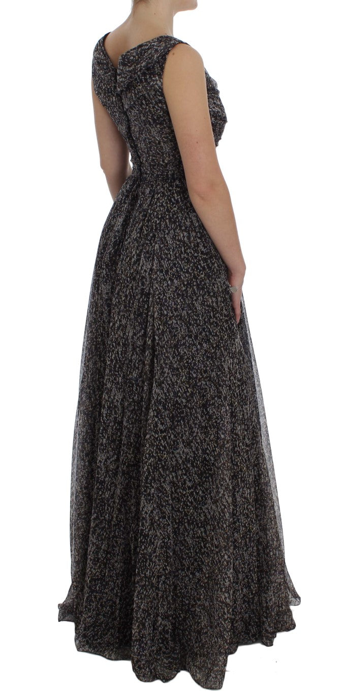 Dolce & Gabbana Dunkles Seiden-Shiftkleid in voller Länge