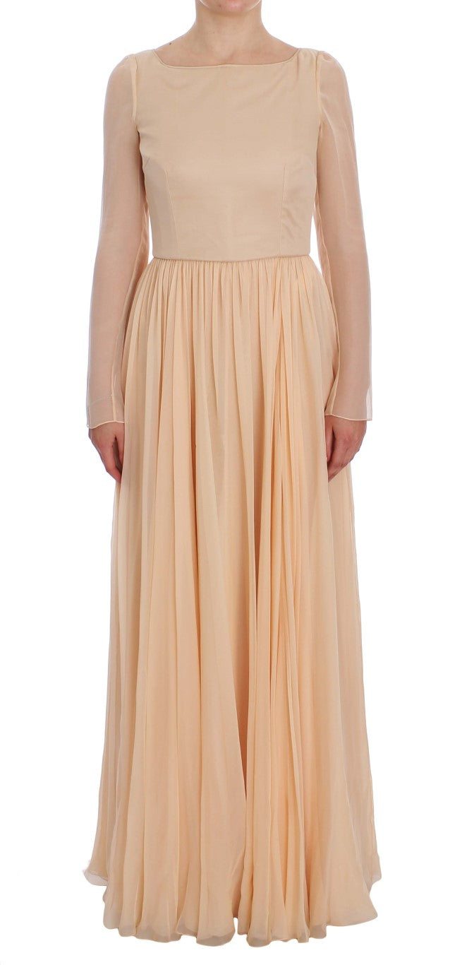 Dolce & Gabbana Beige Seide Ballkleid in voller Länge Kleid