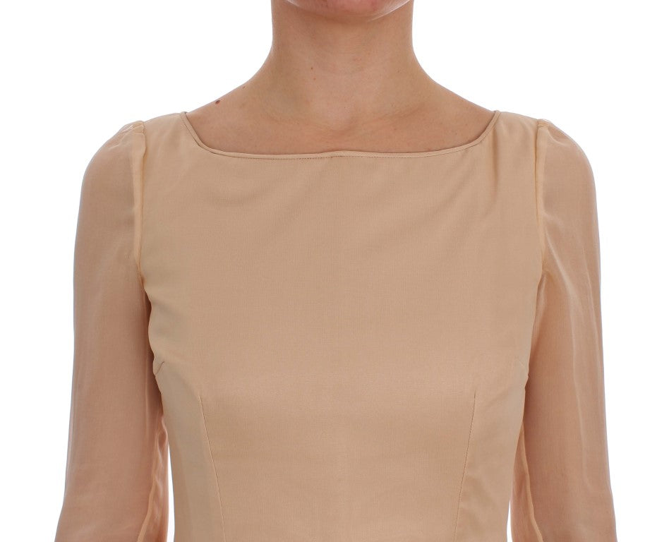 Dolce & Gabbana Beige Seide Ballkleid in voller Länge Kleid