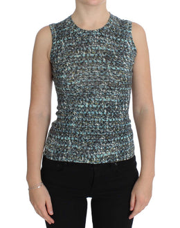 Dolce & Gabbana Blauer Wollpullover ohne Ärmel Pullover